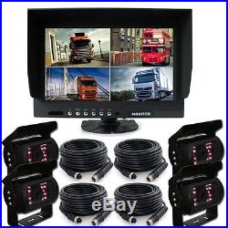 9 Inch Quad/split LCD Backup Rear View Reverse Side View Camera System