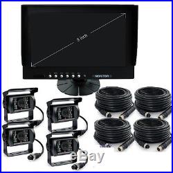 9 Inch Quad/split LCD Backup Rear View Reverse Side View Camera System