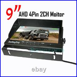 9 IPS HD Rear View DVR Monitor + 2x 1080P Car Backup Camera Dash Cam RV Truck