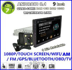 9 Inch Android 8.1 Touch Screen GPS FM WIFI In-dash Head Unit Rear view Camera