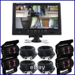 9 Inch Quad/split LCD Backup Rear View Side View 4 Camera System Trailer Truck