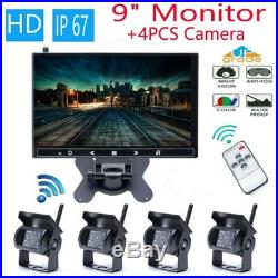9 Monitor + 4Pcs Camera Wireless Rear View Backup Night Vision For RV Truck Bus