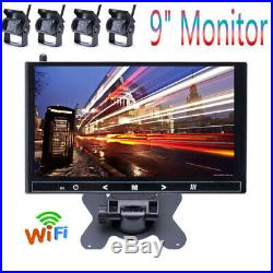 9 Monitor 4X Camera Wireless Rear View Backup Night Vision For RV Truck Bus US