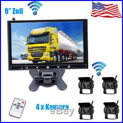 9 Monitor 4X Camera Wireless Rear View Backup Night Vision For RV Truck Bus US