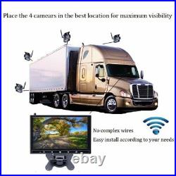 9 Monitor + 4 X Wireless Rear View Backup Camera Kit Night Vision RV Truck Bus