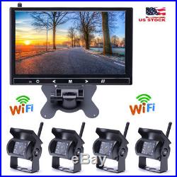 9 Monitor + 4 X Wireless Rear View Backup Night Vision Camera For RV Truck Bus