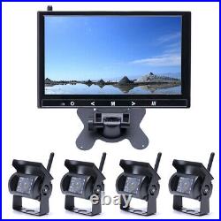 9 Monitor + 4 X Wireless Reverse Camera Night Vision Kit Car Rear View System