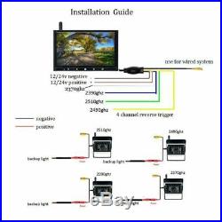 9'' Monitor Kit+ 4 x IR Rear View Backup Camera System For Bus Track RV 12V 24V