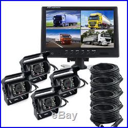 9 Quad Monitor Built-in Dvr Car Rear View Camera Kit For Truck Trailer
