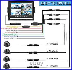 9 QUAD MONITOR DVR 4X 4PIN AHD 1080P Rear SIDE VIEW CAMERA System FOR TRUCK RV