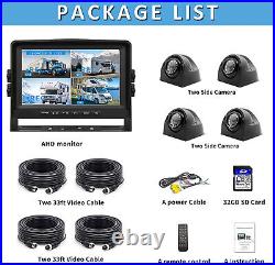 9 QUAD MONITOR DVR 4X 4PIN AHD 1080P Rear SIDE VIEW CAMERA System FOR TRUCK RV