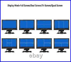 9 QUAD SPLITSCREEN MONITOR SCREEN 4x REAR VIEW BACKUP CAMERA 12-24V FOR TRUCK