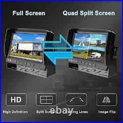 9 QUAD SPLIT MONITOR SCREEN 4x REAR VIEW BACKUP CCD CAMERA REVERSE SYSTEM TRUCK