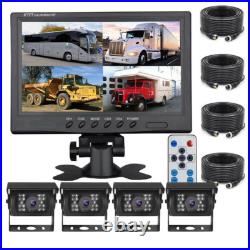 9 QUAD SPLIT MONITOR SCREEN 4x REAR VIEW BACKUP CCD CAMERA SYSTEM FOR TRUCK RV