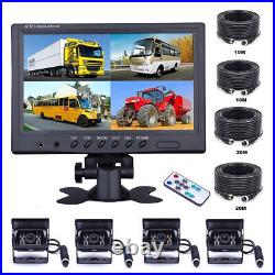 9 QUAD SPLIT MONITOR SCREEN 4x REAR VIEW BACKUP CCD CAMERA SYSTEM FOR TRUCK RV