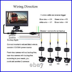 9 QUAD SPLIT MONITOR SCREEN 4x REAR VIEW BACKUP CCD CAMERA SYSTEM FOR TRUCK RV