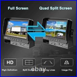 9 QUAD SPLIT MONITOR SCREEN 4x REAR VIEW BACKUP CCD CAMERA SYSTEM FOR TRUCK US
