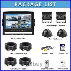 9 QUAD SPLIT MONITOR SCREEN 4x REAR VIEW BACKUP CCD CAMERA SYSTEM FOR TRUCK US