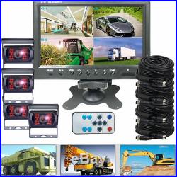 9 QUAD SPLIT MONITOR SCREEN REAR VIEW CAMERA SYSTEM FOR TRUCK RV AG 4x10M Cable