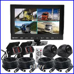 9 QUAD SPLIT SCREEN MONITOR 4x SIDE REAR VIEW CCD CAMERA SYSTEM FOR TRUCK RV
