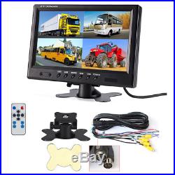 9 QUAD SPLIT SCREEN MONITOR 4x SIDE REAR VIEW CCD CAMERA SYSTEM FOR TRUCK RV