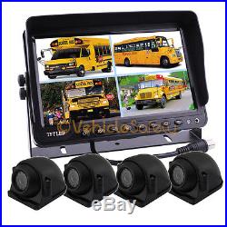 9 Quad Split Screen Monitor Backup Rear View Camera System For Truck Trailer Rv