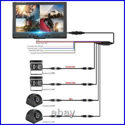 9 Quad 4 Split Monitor Front Rear View Backup Camera Kit For Bus Truck Trailers