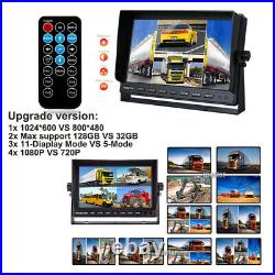 9 Quad DVR Monitor 4x 1080P 4PIN AHD Front/Sides/Rear View Camera Kit For Truck