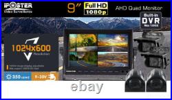 9 Quad DVR Split Screen Monitor AHD 4PIN Backup 1080p Camera for Truck Caravan 9 Quad DVR Split Screen Monitor AHD 4PIN Backup 1080p Camera for Truck Caravan