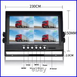 9'' Quad Digital Wireless DVR Monitor + 3x Rear View Camera for Truck Trailer RV