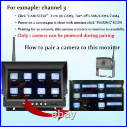 9'' Quad Digital Wireless DVR Monitor + 3x Rear View Camera for Truck Trailer RV
