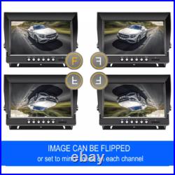 9'' Quad Digital Wireless DVR Monitor + 3x Rear View Camera for Truck Trailer RV