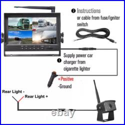9'' Quad Digital Wireless DVR Monitor + 3x Rear View Camera for Truck Trailer RV