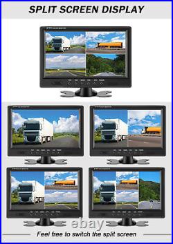 9 Quad Monitor 4CCD Cameras Reversing Backup Camera Kit System For Truck RV Van