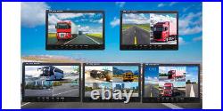 9 Quad Monitor 4 PIN CCD IR Rear View Camera 12-24v System Truck Motorhome RV