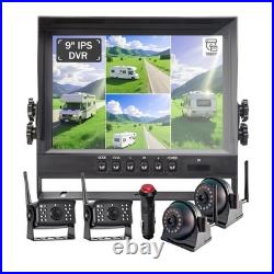 9 Quad Monitor DVR 1080P Wireless Backup Camera Side View for RV/Truck/Trailer