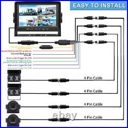 9 Quad Monitor DVR 4x 1080P Backup Camera withIR For Truck Caravan RVs Reversing
