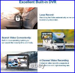 9 Quad Monitor DVR Loop Recording 4x 1080P Front Side Rear View Camera Truck RV 9 Quad Monitor DVR Loop Recording 4x 1080P Front Side Rear View Camera Truck RV