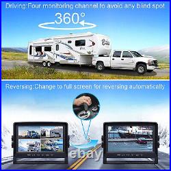 9 Quad Monitor DVR Recorder 4x Side Rear View Backup Camera For Motorhome Truck