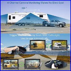 9 Quad Monitor DVR Recorder 4x Side Rear View Backup Camera For Motorhome Truck