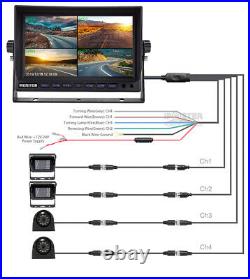 9 Quad Monitor DVR Recorder System Rear View Backup Camera for Truck Trailer Rv