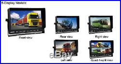 9 Quad Monitor DVR Video Recorder + 4X Side Rear View Camera 32GB For Truck KIT