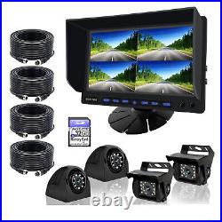 9 Quad Monitor DVR Video Recorder 4x AHD 1080P Front/Sides/Rear View Camera Kit