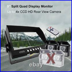 9 Quad Monitor Screen Car CCD Backup Rear View Camera For RV Truck Trailer Bus
