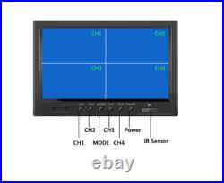 9 Quad Monitor Screen Car Rear View Backup CCD Camera System 12-24v Truck Van