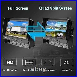 9 Quad Monitor Screen Rear View Side Backup CCD Camera Reverse Kit Bus Truck