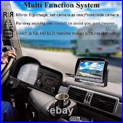 9 Quad Monitor Split Screen Reverse Backup Camera Rear View For Bus Truck Car