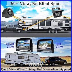 9 Quad Monitor Split Screen Reverse Backup Camera Rear View For Bus Truck Car