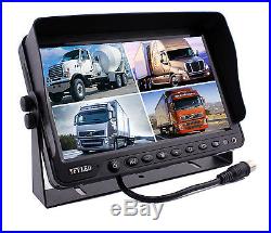 9 Quad Monitor Vehicle DVR Recorder Rear View Camera System For Truck Trailer
