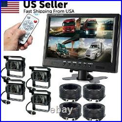 9 Quad Screen Monitor Car Rear View Back Up Camera Kit For Bus Truck Rv 12-24v